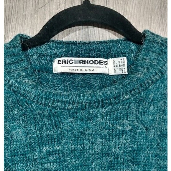 Vintage Eric Rhodes Sweater Mens Size Medium Crew Neck Long Sleeve Green - Picture 3 of 5